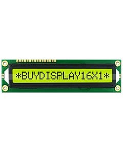 Character LCD 16x1 Display Module with Datasheet in PDF,Black on YG