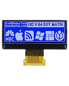 Blue SPI COG Graphic LCD Display 192x64 ST7525 FPC Connection