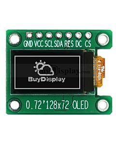 128x72 Grayscale OLED SPI White 0.72 inch Arduino,Raspberry Pi 