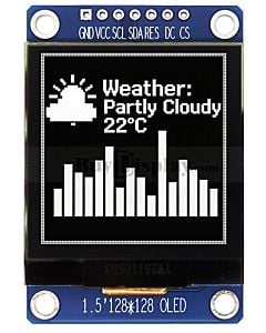 White 1.5 inch Arduino,Raspberry Pi OLED Display Module 128x128