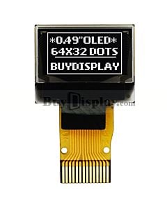 White 0.49 inch OLED Display Panel 64x32 IIC I2C SSD1306 Connector FPC