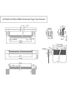 20 Pin 0.5mm Pitch Top Contact  ZIF Connector,FPC Connector