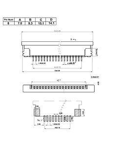 8 Pin 1.0mm Pitch Bottom Contact  ZIF Connector,FPC Connector