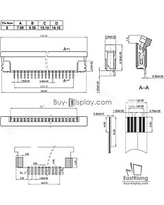 SMT贴片抽屉式8 Pins 1.0mm间距卧贴上接FPC连接器,连接插座