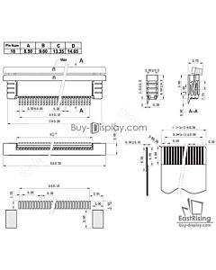 18 Pins 0.5mm Pitch Bottom Contact  ZIF Connector,FPC Connector