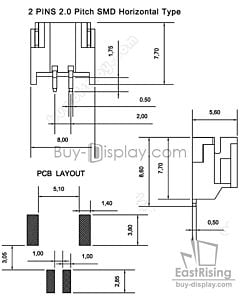 2 Pins 2.0mm Pitch SMD Horizontal Backlight Connector