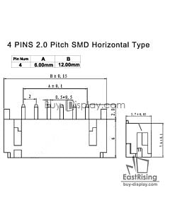 SMT贴片4 Pins 2.0mm间距卧贴下接背光连接器,连接插座