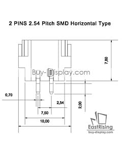 SMT贴片2 Pins 2.54mm间距卧贴下接背光连接器,连接插座