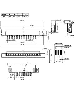 20 Pin 1.0mm Pitch Bottom Contact  ZIF Connector,FPC Connector