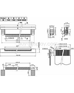 30 Pin 0.5mm Pitch Bottom Contact  ZIF Connector,FPC Connector