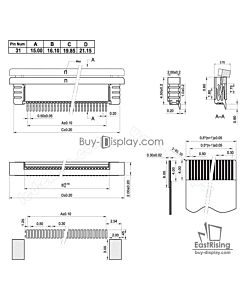 SMT贴片抽屉式31 Pins 0.5mm间距卧贴上接FPC连接器,连接插座