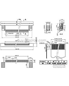 36 Pin 0.5mm Pitch Bottom Contact  ZIF Connector,FPC Connector