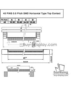 40 Pin 0.5mm Pitch Top Contact  ZIF Connector,FPC Connector