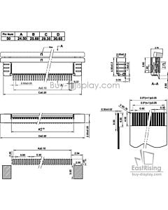 50 Pin 0.5mm Pitch Top Contact  ZIF Connector,FPC Connector