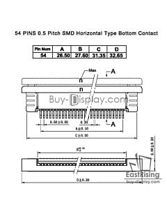 54 Pin 0.5mm Pitch Bottom Contact  ZIF Connector,FPC Connector