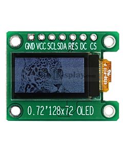 0.72寸/OLED模组/白色/128x72/SSD1320/4-SPI/16度灰阶/排针连接