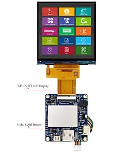 3.4 inch Square HMI Display 480x480 Intelligent Smart UART TFT LCD