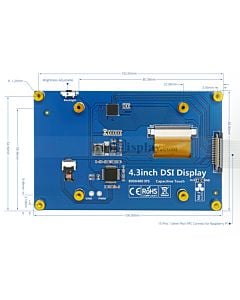 IPS 4.3 inch Capacitive TouchDisplay 800x480 MIPI DSI Interface for Raspberry Pi 