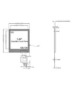 1.44 inch Capacitive Touch Screen Panel with Controller FT6336U for 128x128