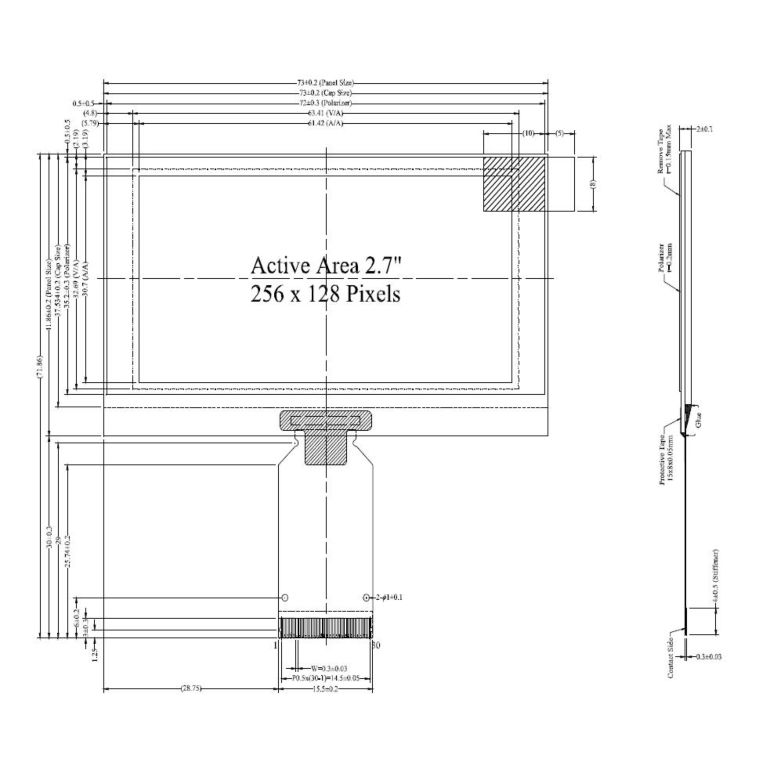 White Grayscale 2.7 inch OLED 256x128 Display Panel SSD1363