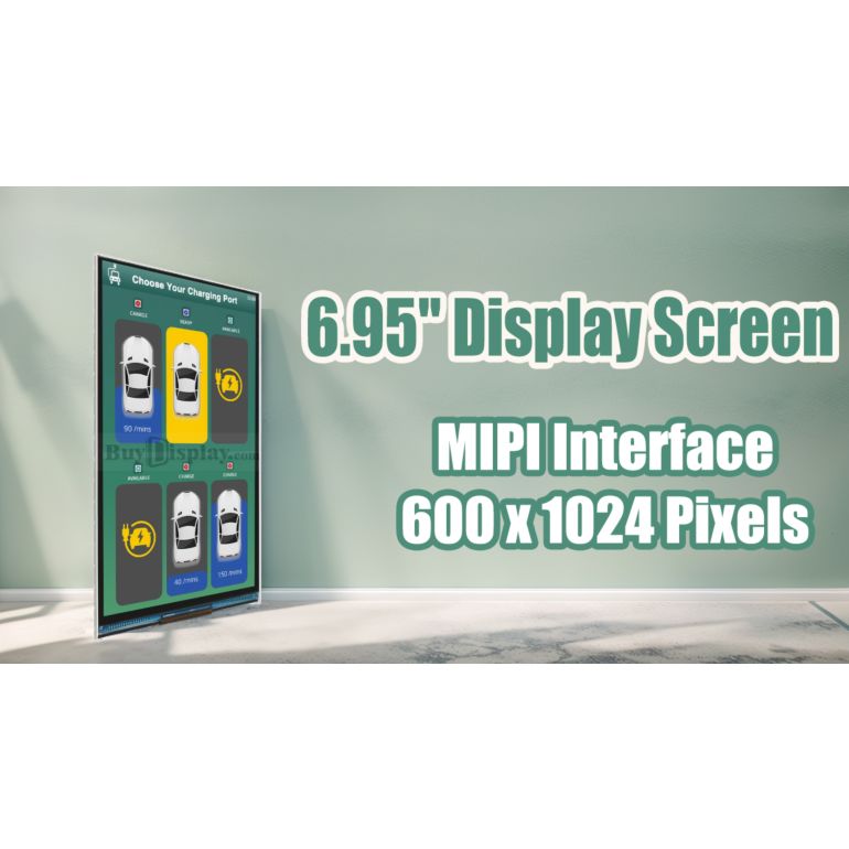 6.95 inch IPS TFT LCD Display 1024x600 Pixels with MIPI Interface