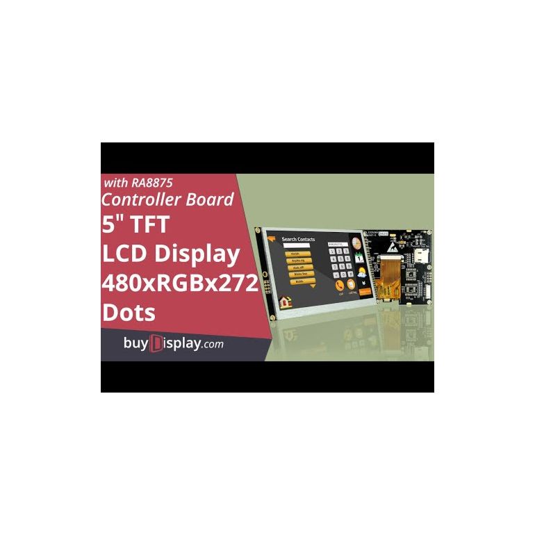 TFT 5 inch LCD Display Module w/Controller Board,Serial,I2C