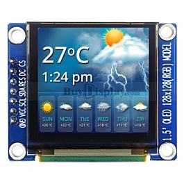 1.5" 128x128 Full Color OLED Display Module SSD1351 Serial Peripheral Interface 